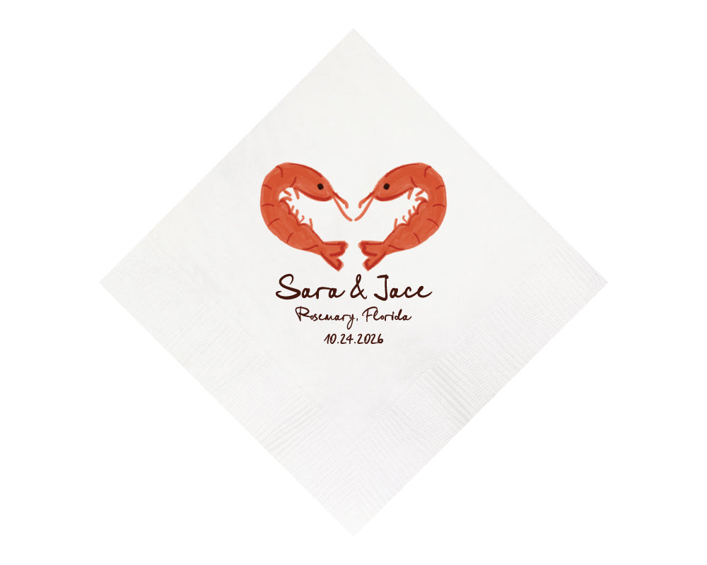 Shrimp Heart Wedding Full Color Napkins