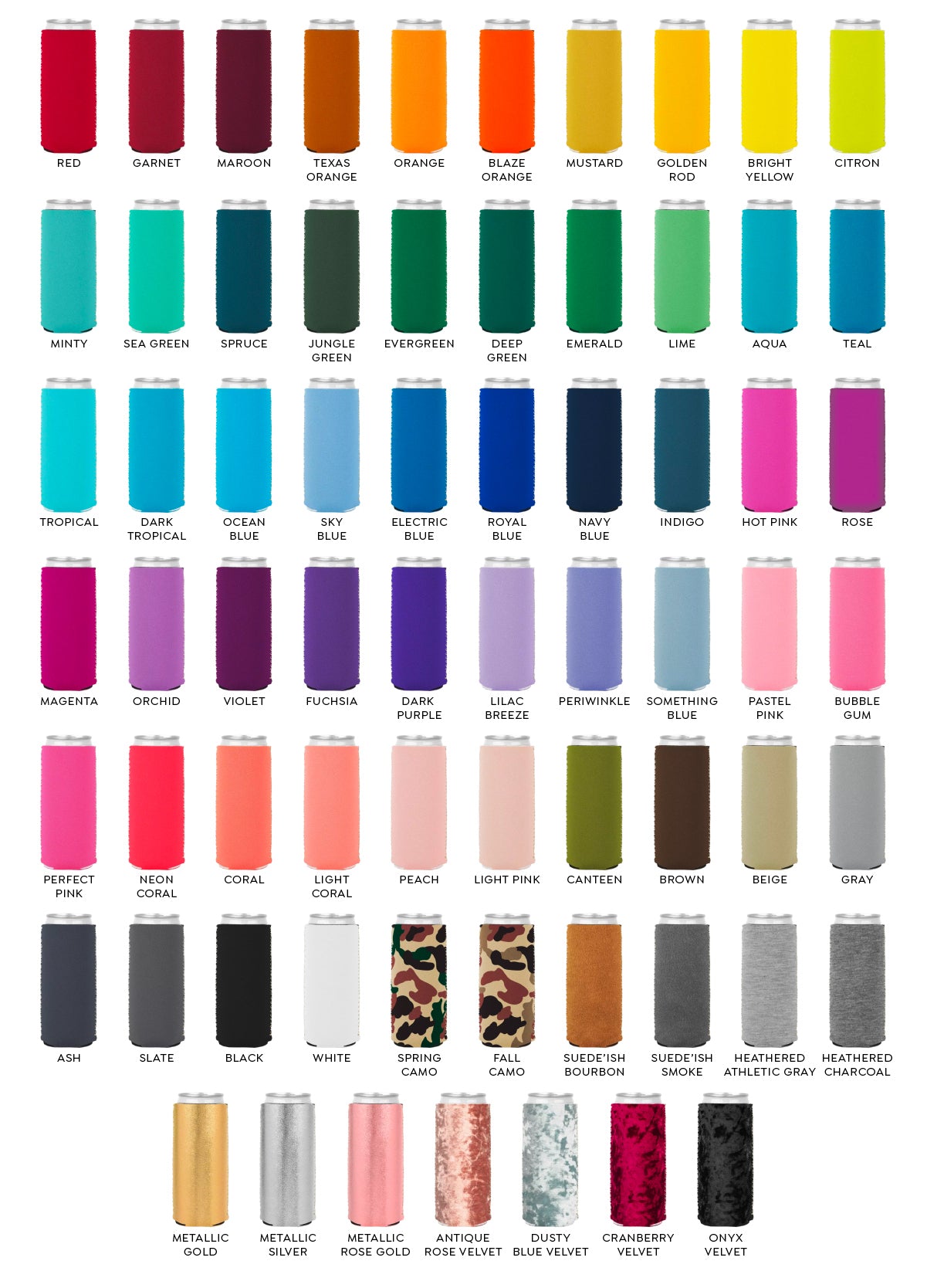 Premium Neoprene Slim Can Coolers | 50+ Colors!