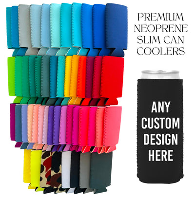 Premium Neoprene Slim Can Coolers | 50+ Colors!