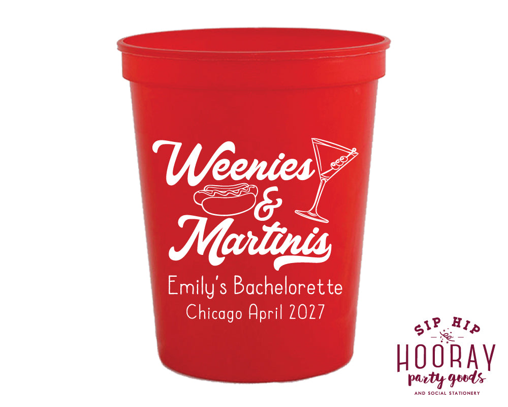 Weenies and Martinis Bachelorette Stadium Cups